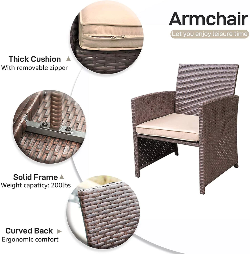 5 Piece Wicker Patio Furniture Set with Storage Table and Ottoman Y414573