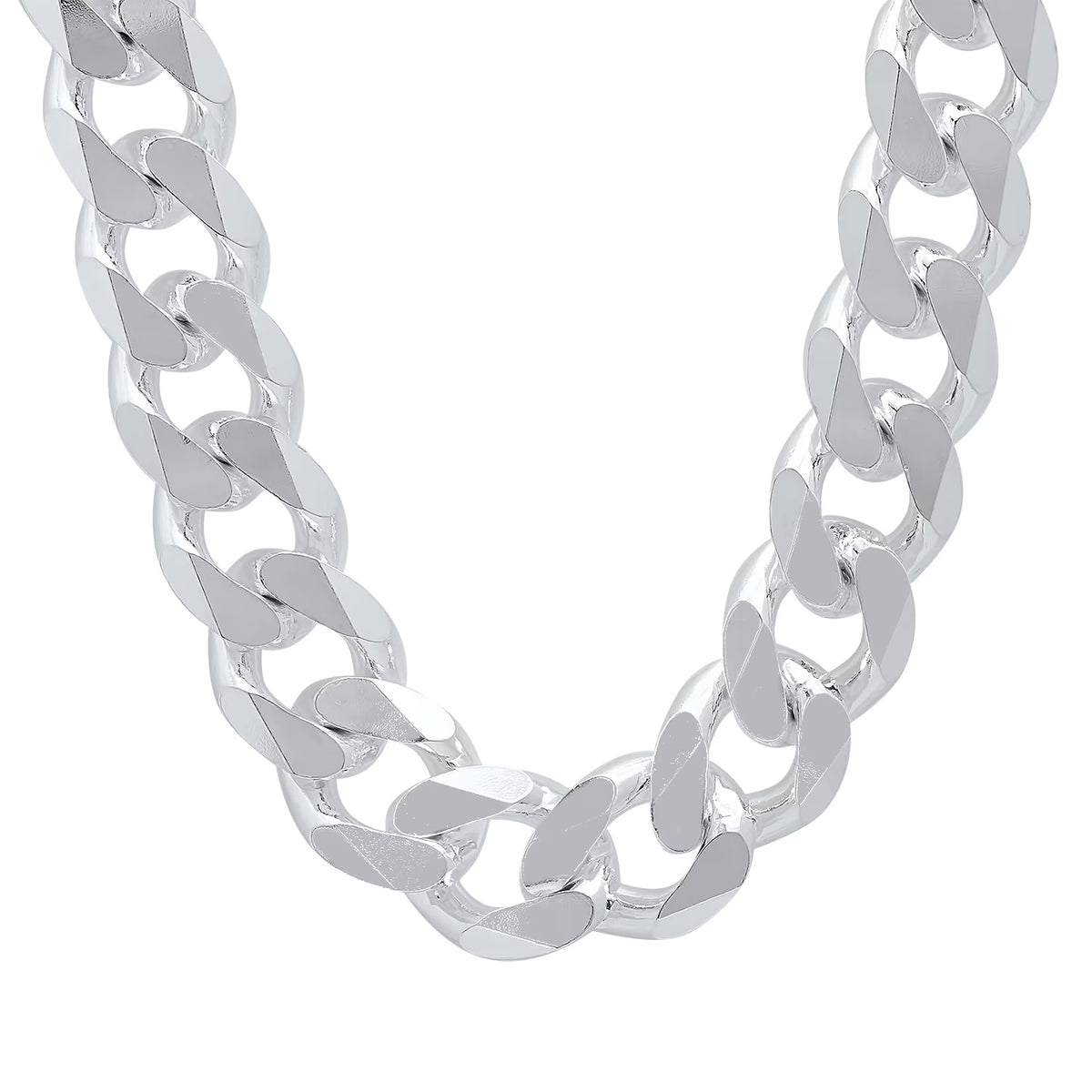 16.6mm Solid .925 Sterling Silver Flat Cuban Link Chain Necklace + Bracelet Set, 24" + 9" Z873084