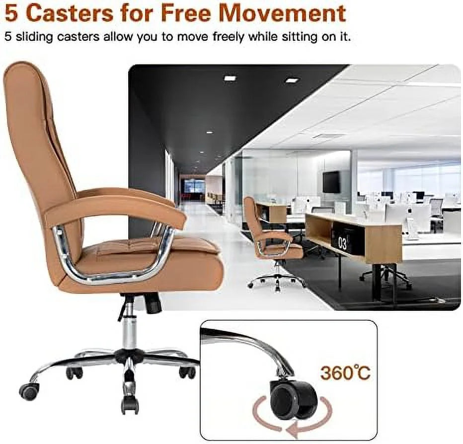 Black Adjustable Leather Executive Office Chair E7627