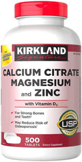 Calcium Citrate 500mg, 2-Pack of 500 Tablets Each for 1000 Ct Y473404