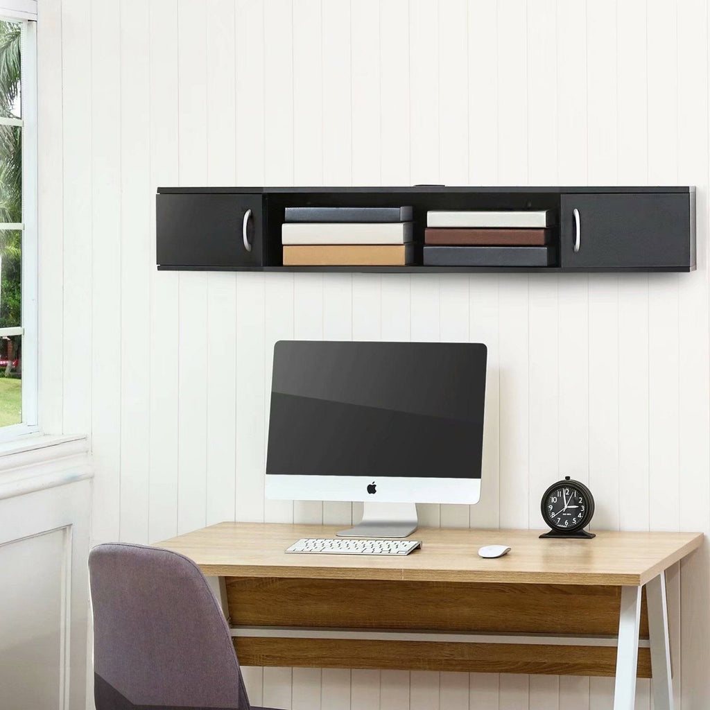 Wall Mounted TV Media Console Storage Hutch - 43.3 - Black S959964