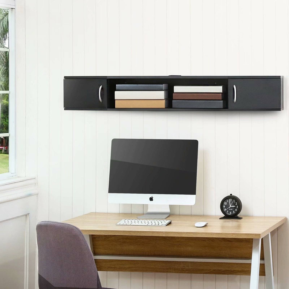 Wall Mounted TV Media Console Storage Hutch - 43.3 - Black S959964