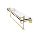 Glass Shelf with Gallery Rail and Towel Bar - Satin Brass / 22 inch C469