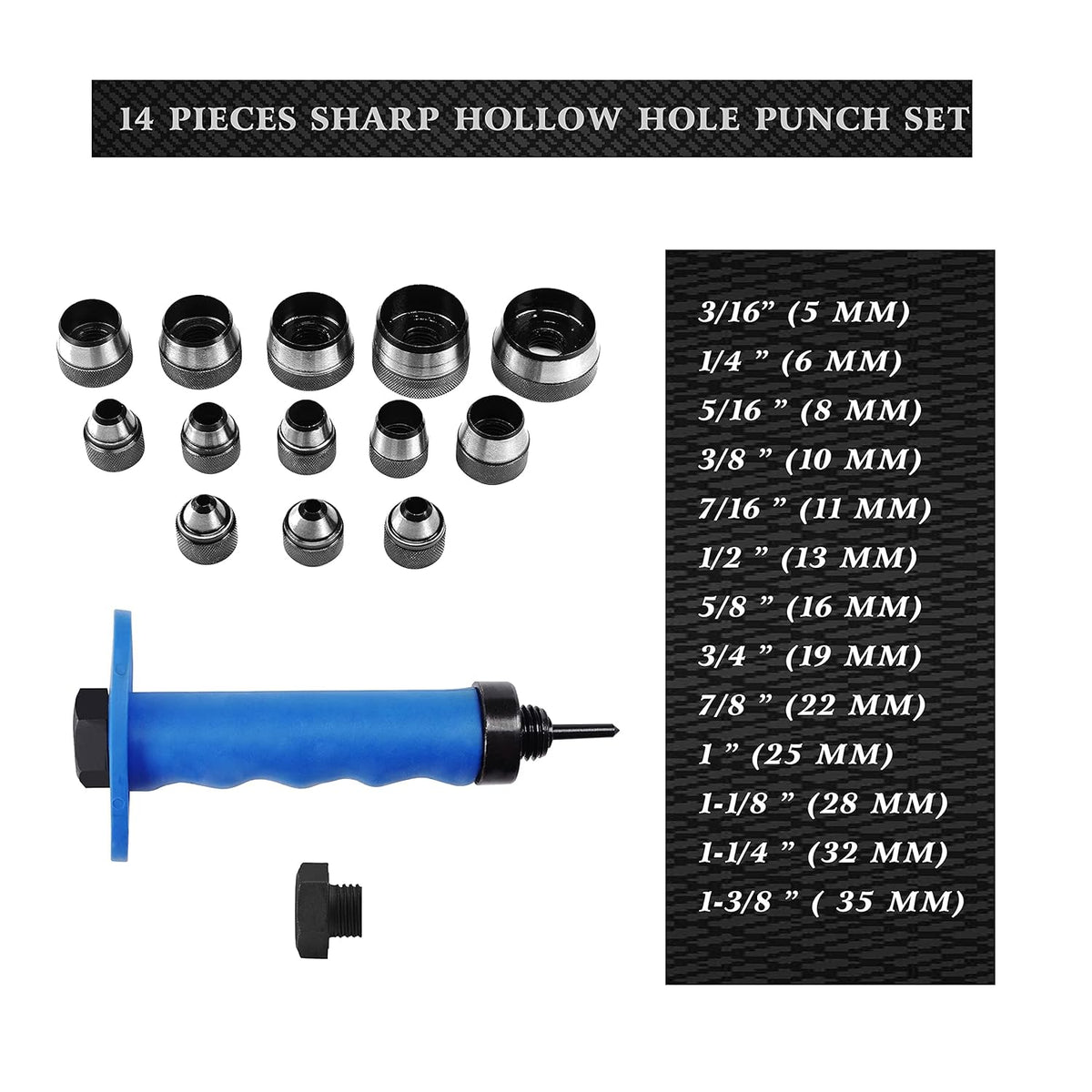 14 pcs Hollow Punch Kit with Storage Case R585
