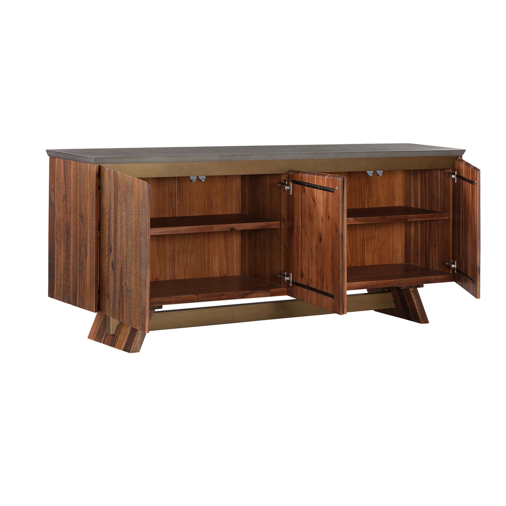 4 Door Acacia Wood and Concrete Sideboard Buffet J4711