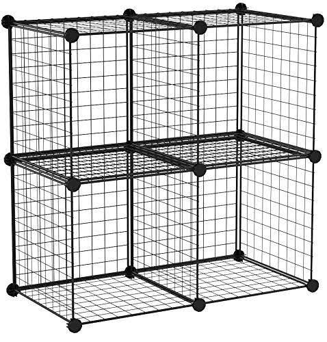 Black 4 Cube Wire Storage Shelves L647669
