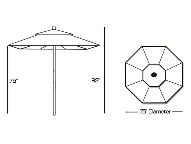 7.5 ft. Dark Wood Cafe Velum Sunbrella Umbrella S85640