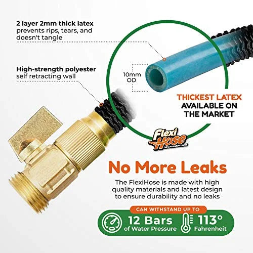 100 FT Expandable Garden Hose with 3/4 Inch Brass Fittings S2088