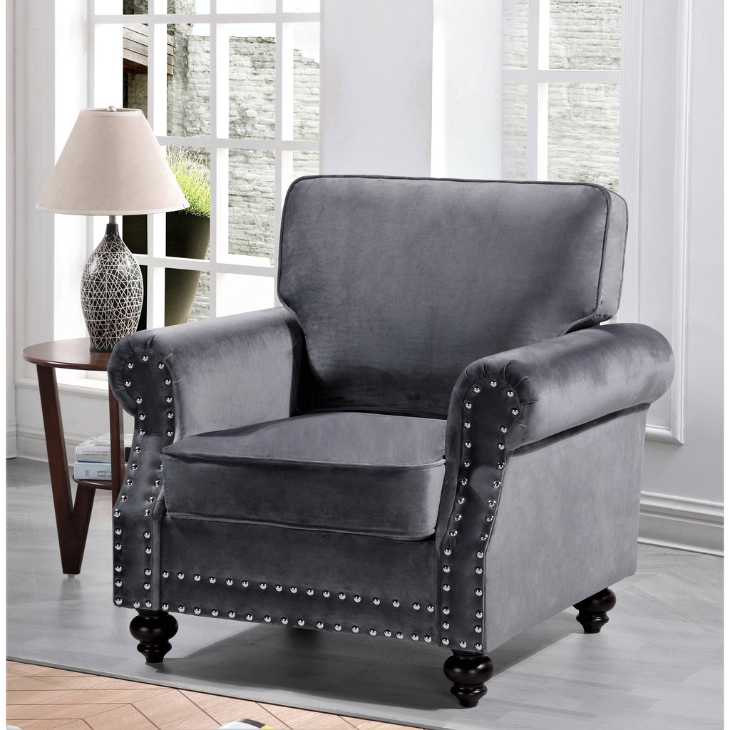 Black Velvet Nailhead Chair V81189