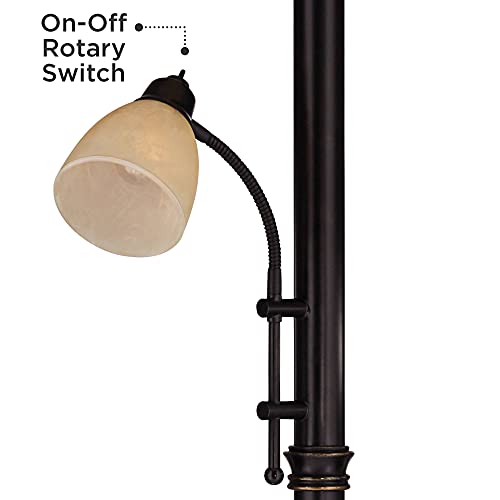 Oil Rubbed Bronze Brown Metal Torchiere Floor Lamp with Reading Light Q32285