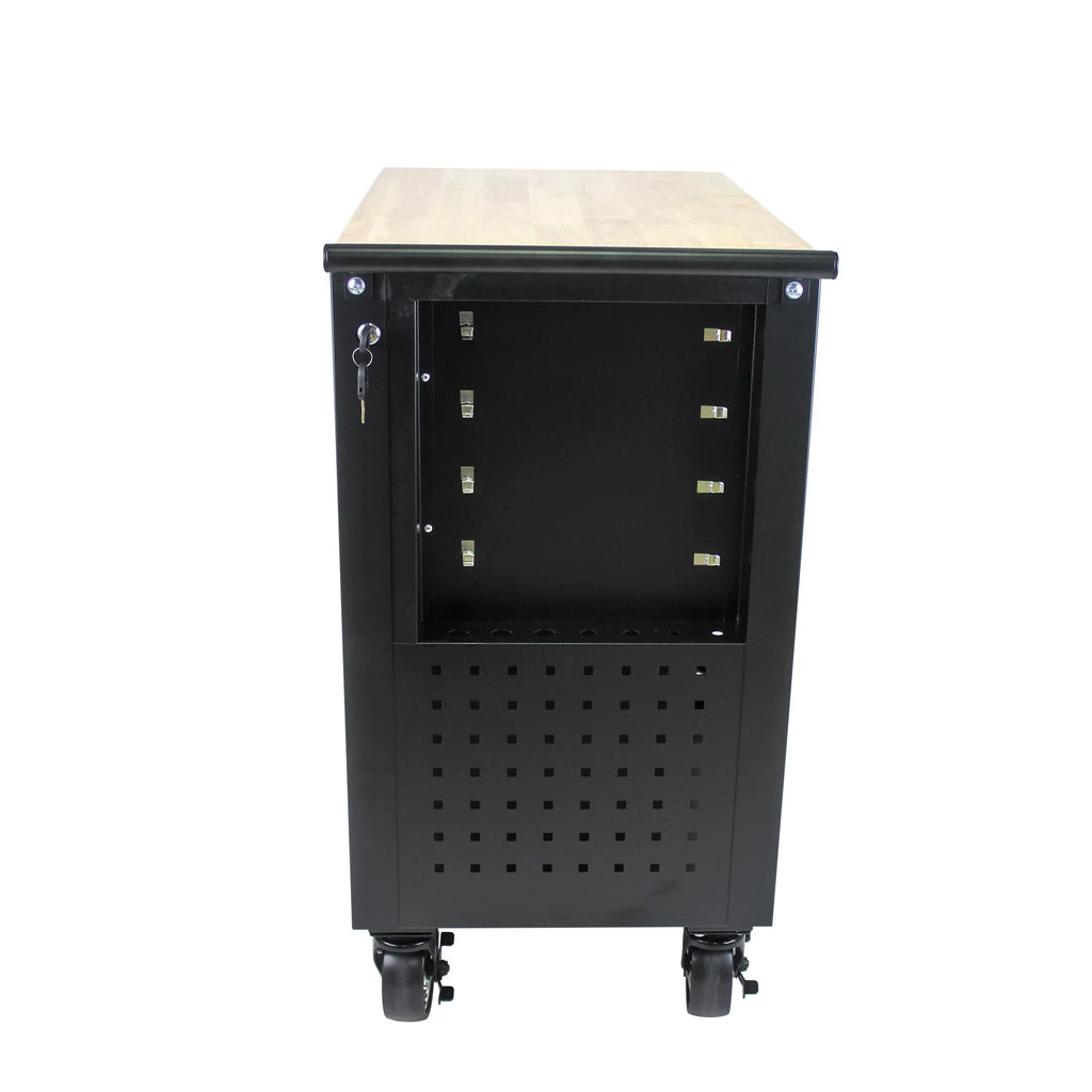 4-Tier Rolling Tool Cart with Cabinet and Wooden Top L151
