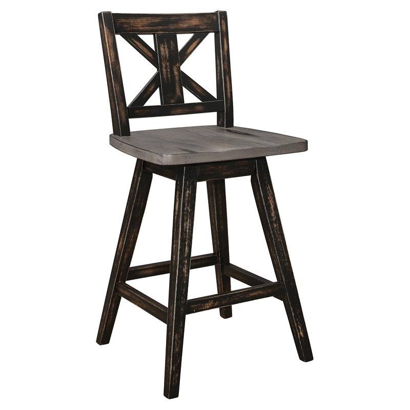 Distressed Gray Wood Swivel Counter Stools Set of 2 W628