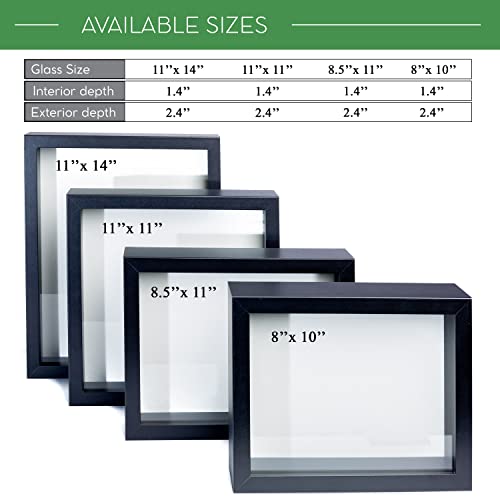 11” x 11” Dark Oak Wooden Shadow Box Frame with Tempered Glass O76316