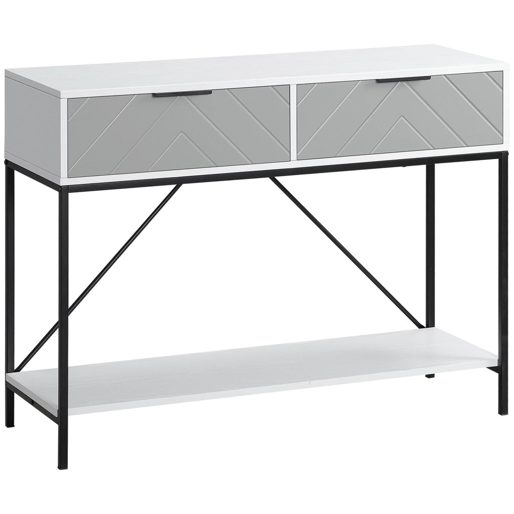 White Console Table with 2 Drawers and Open Shelf H66481