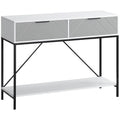 White Console Table with 2 Drawers and Open Shelf H66481