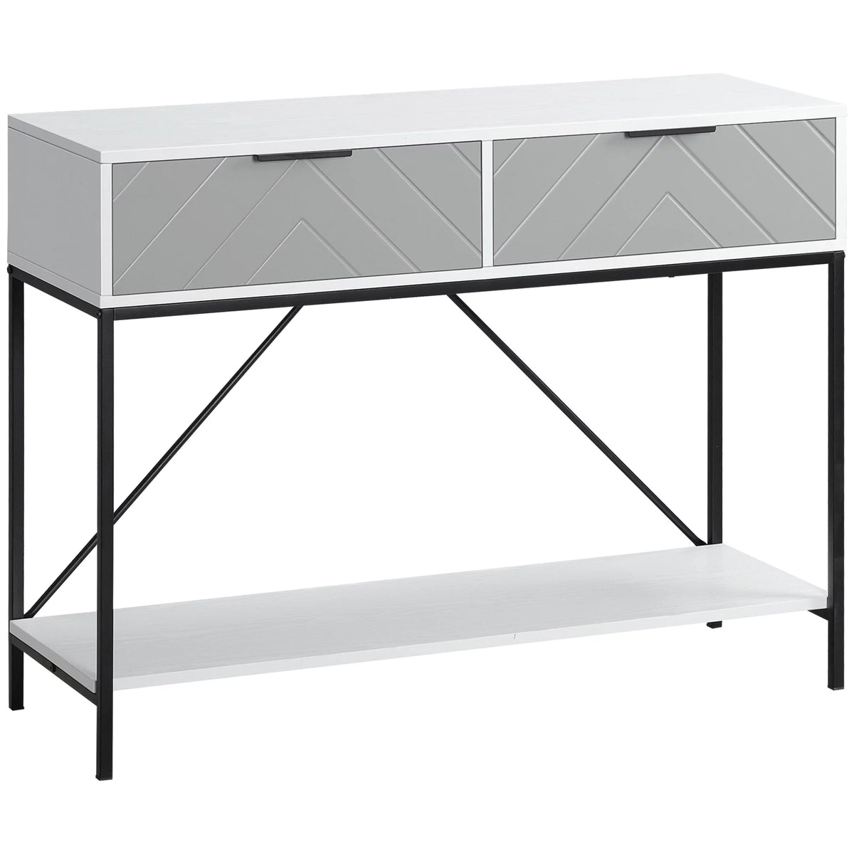 White Console Table with 2 Drawers and Open Shelf H66481
