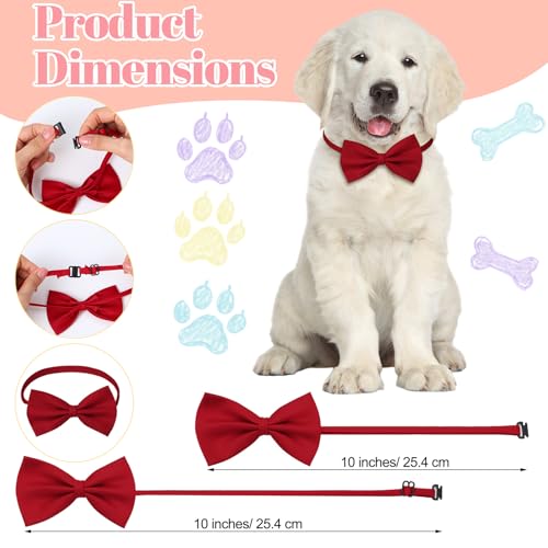 120 Pcs Dog Bow Ties with Adjustable Collar, 14 Colors U100238