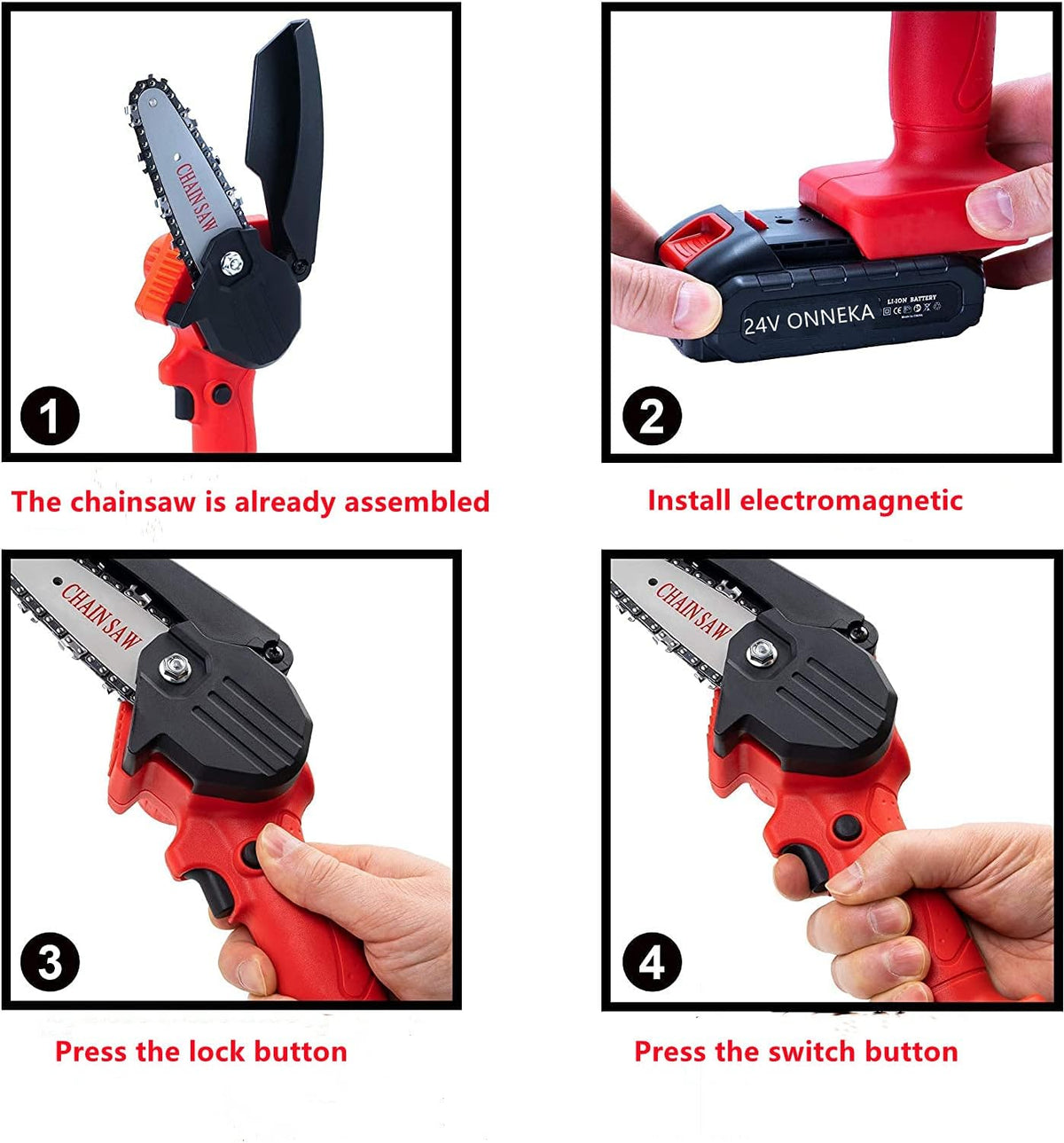 4 Inch 24V Cordless Electric Chainsaw, Pack of 2 I61119
