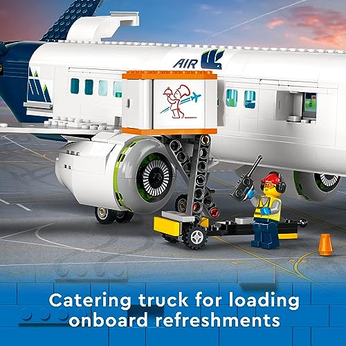 LEGO City Passenger Airplane Building Toy Set with Large Airplane, Passenger Bus, Luggage Truck, Container Loader, and 9 Minifigures V2511