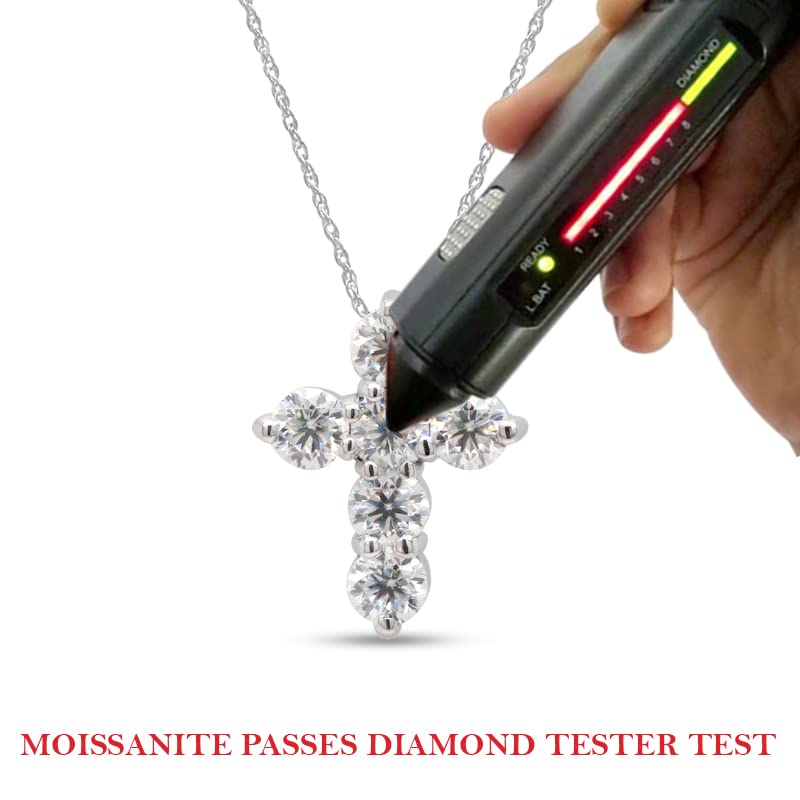 1/2 Carat Round Cut Lab Created Moissanite Diamond Cross Pendant Necklace In 14K Gold Over Sterling Silver With 18" Chain T20621