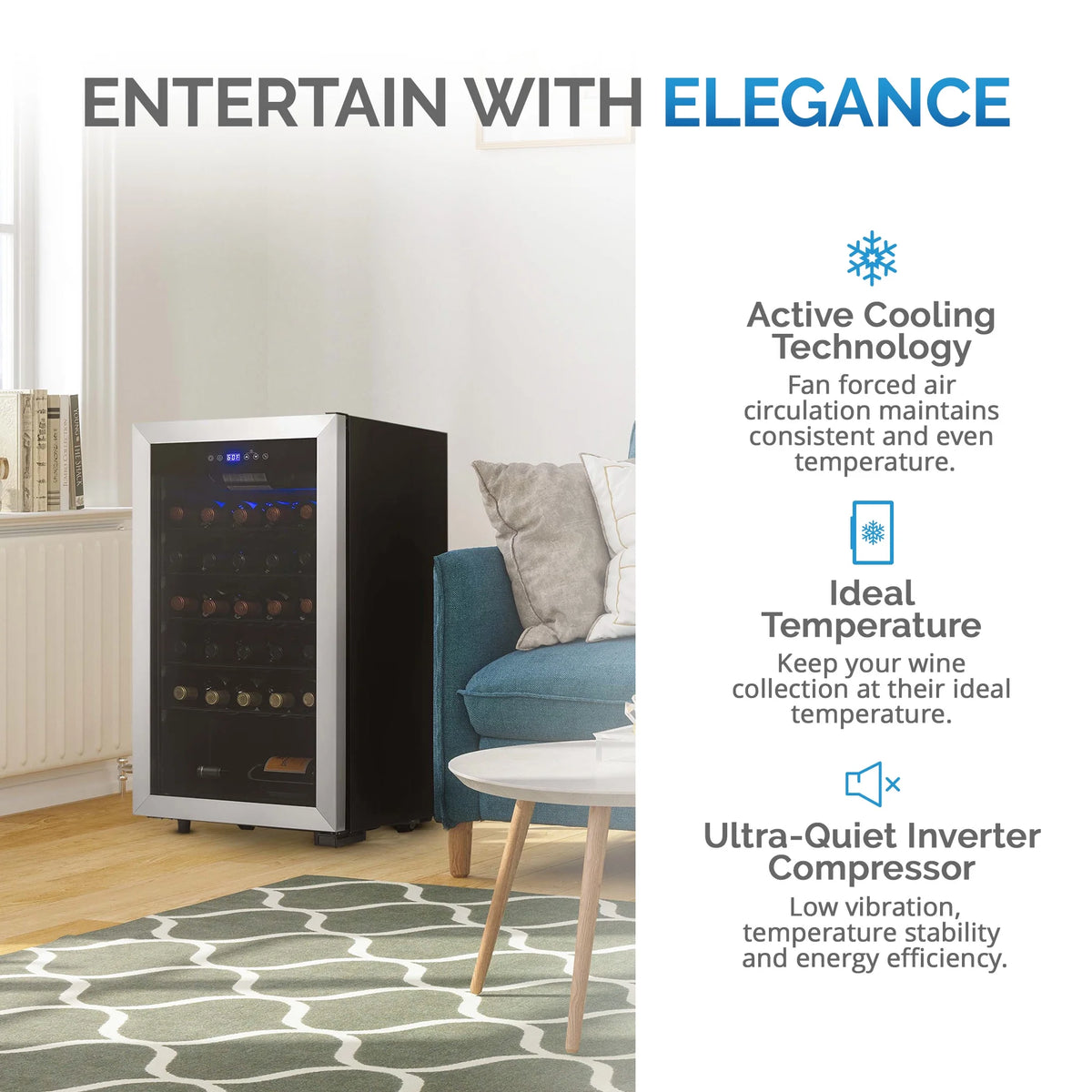 33 Bottle Stainless Steel Compressor Wine Fridge Q97788