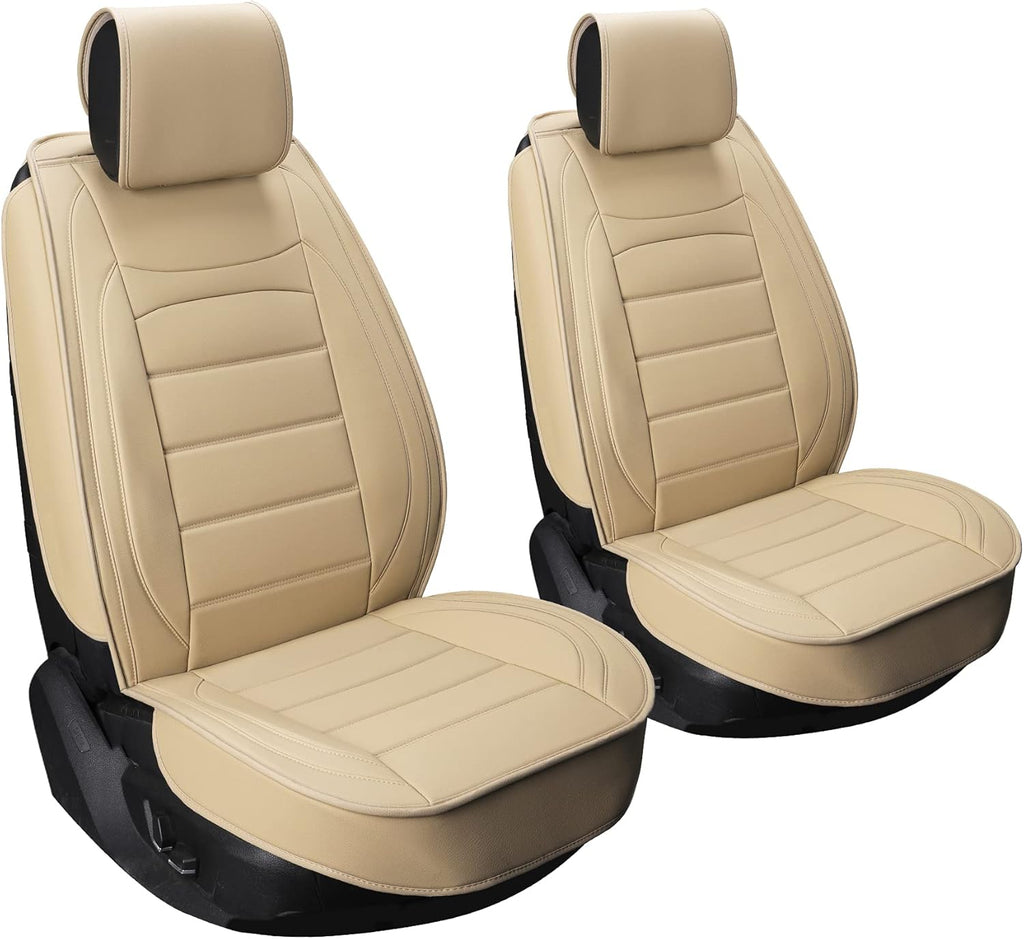 Black 2Pcs Waterproof Leatherette Car Seat Covers N66209