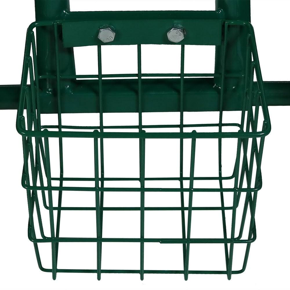 Green Rolling Garden Cart with Swivel Seat and Basket H4725