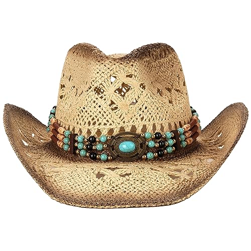 Straw Cowboy Hat with Two Decorative Bands L24249
