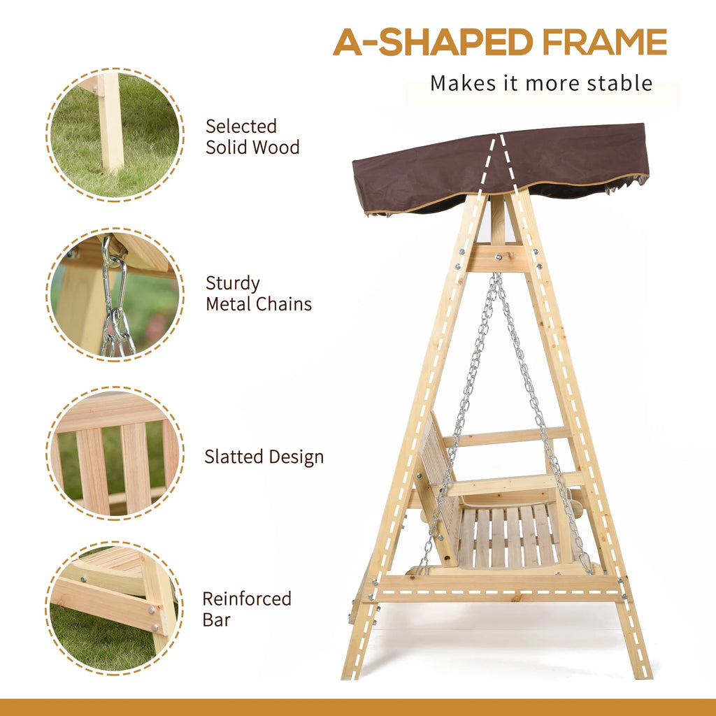 2-Person Outdoor Porch Swing with Wooden Stand R72679