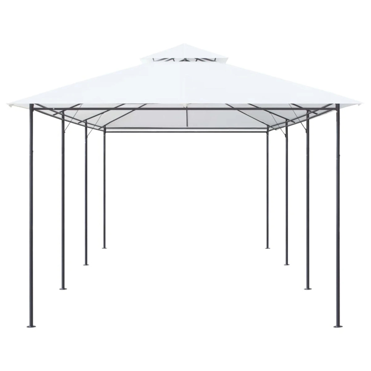 White Steel Frame Party Tent Gazebo Canopy Sun Shade Shelter 236.2 x 117.3 x 106.3 Inches R689