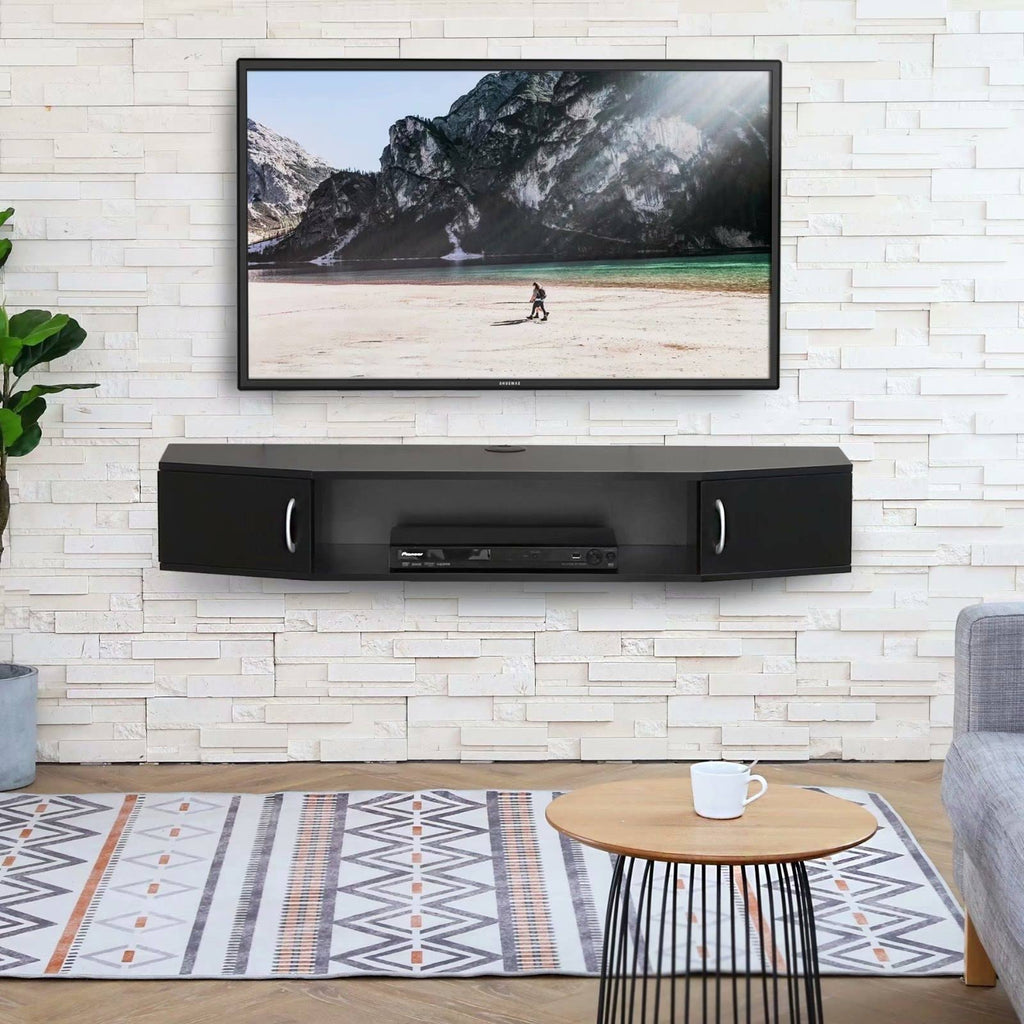 Wall Mounted TV Media Console Storage Hutch - 43.3 - Black S959964