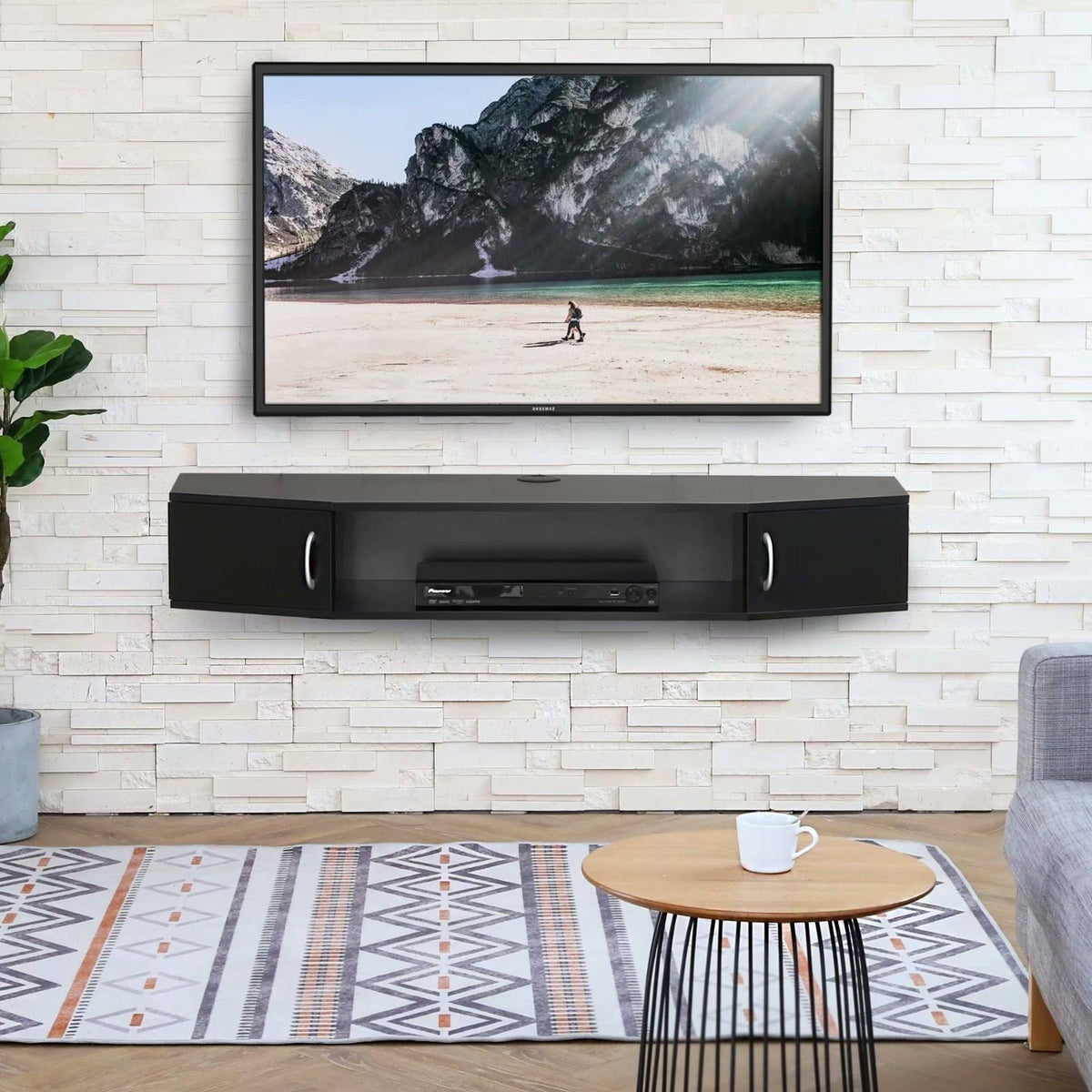 Wall Mounted TV Media Console Storage Hutch - 43.3 - Black S959964