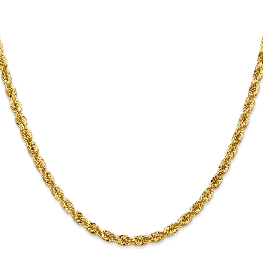 14 Karat Yellow Gold 4mm Diamond-cut Rope Chain J352433