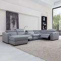 Light Grey 6 Pc Reclining Sectional with Left Hand Facing Chaise D8172