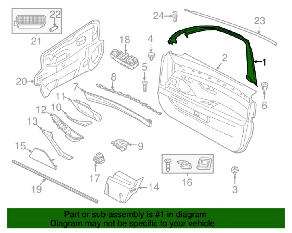 BMW Cover Window Frame Door Front J86611