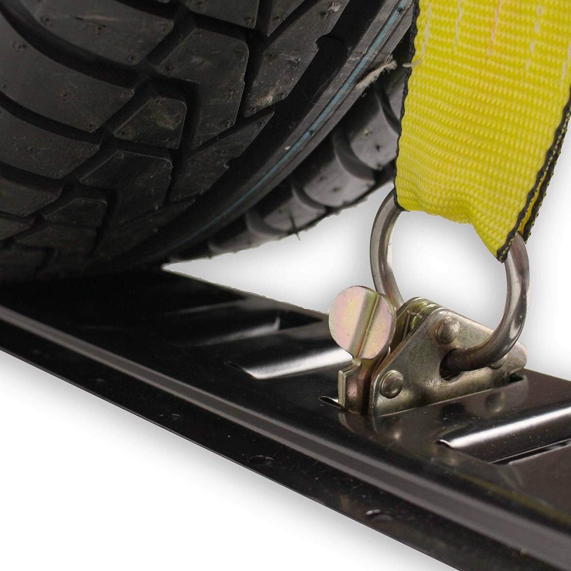 4 Wheel Straps with E-Track Fittings and 3 Rubber Blocks, 11’ x 2” Ratchet Strap, Pack of 2 G655