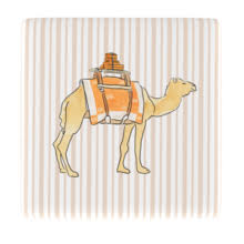 Camel Stripe Storage Ottoman H8316