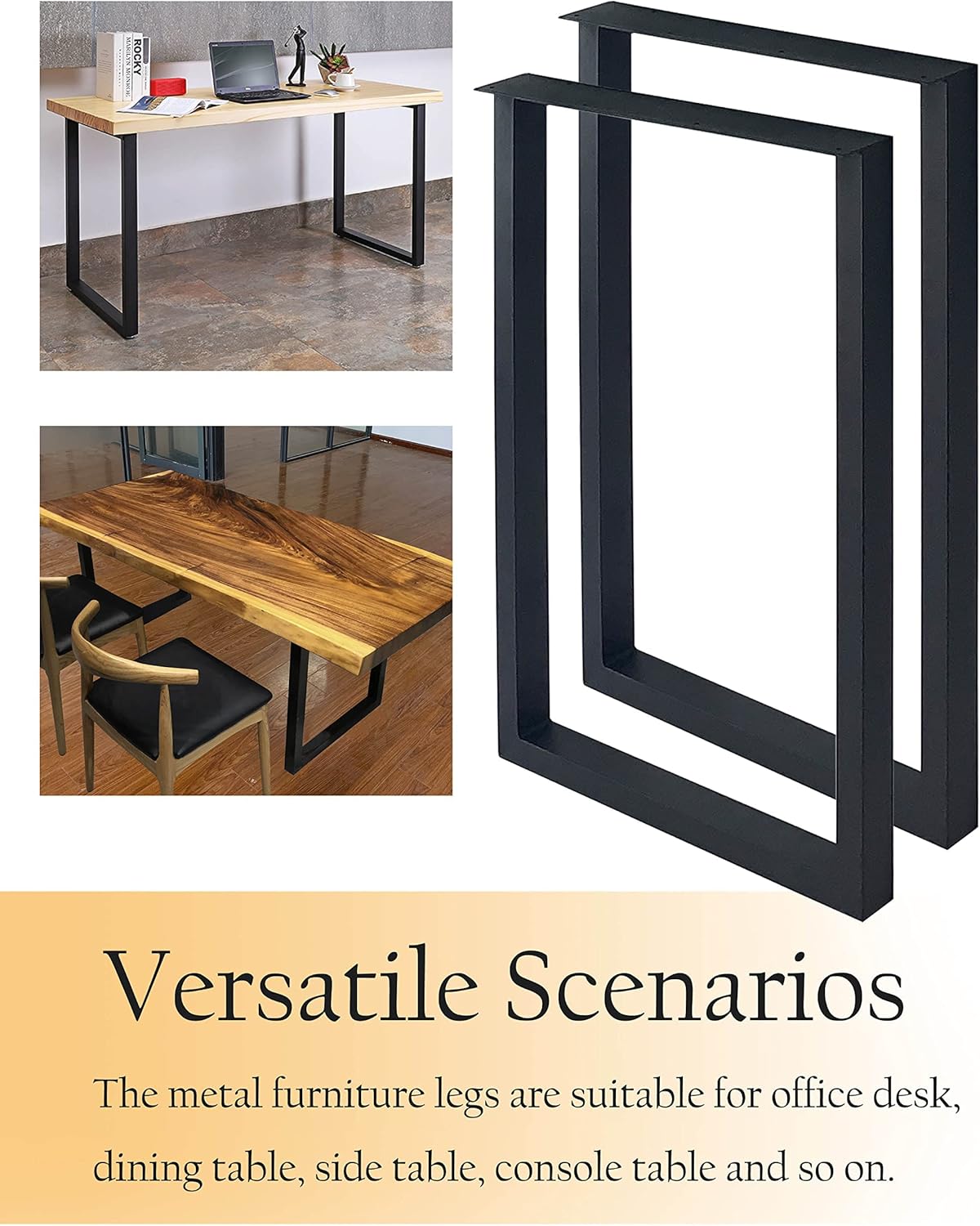 28'' Height 17.7'' Wide Black Metal Table Legs 2 PCS S62506
