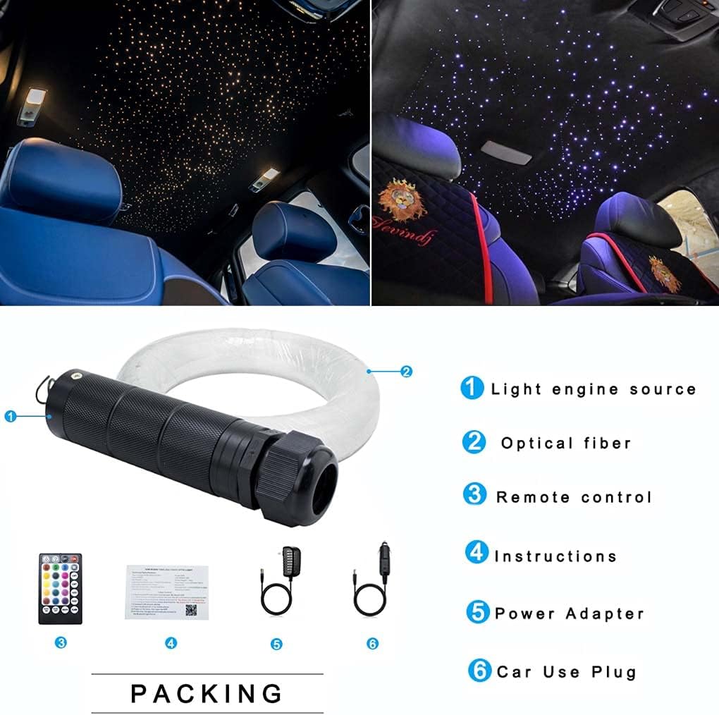 Bluetooth 6W RGB LED Fiber Optic Star Ceiling Light Kit with Remote Z7194