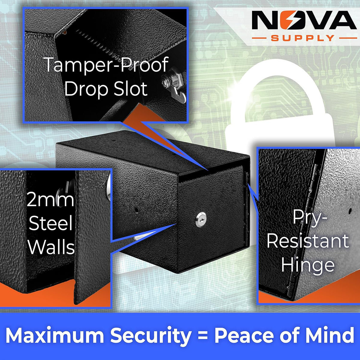 Tan 6x6x12 Inch Steel Key Lock Drop Box S32037