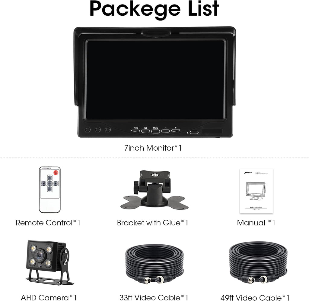 1080P RV Backup Camera Kit 7'' LCD Rear View Monitor IP68 Waterproof Night Vision R1041