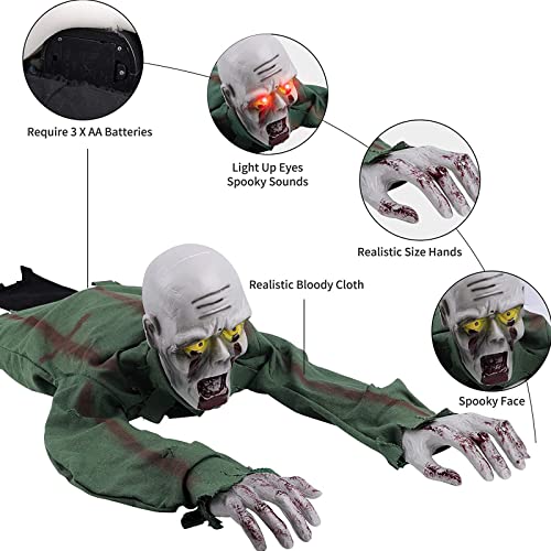 Scary Climbing Zombie Skeleton with Glowing Red Eyes and Creepy Sound Z128