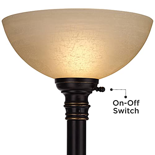 Oil Rubbed Bronze Brown Metal Torchiere Floor Lamp with Reading Light Q32285