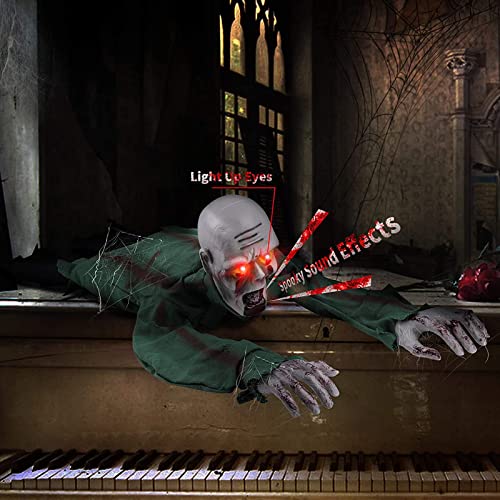 Scary Climbing Zombie Skeleton with Glowing Red Eyes and Creepy Sound Z128