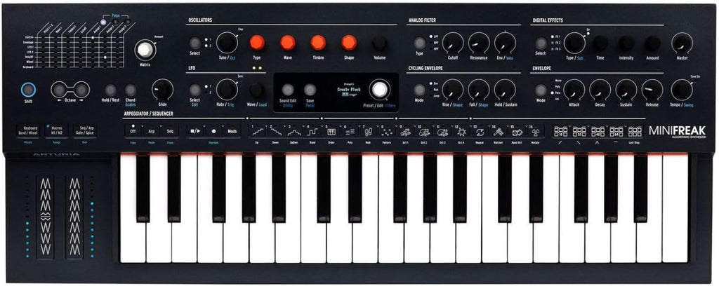 37-Key Hybrid Synthesizer Bundle with Headphones, Sustain Pedal, MIDI and 1/4" TRS Cables (7 Items) X273