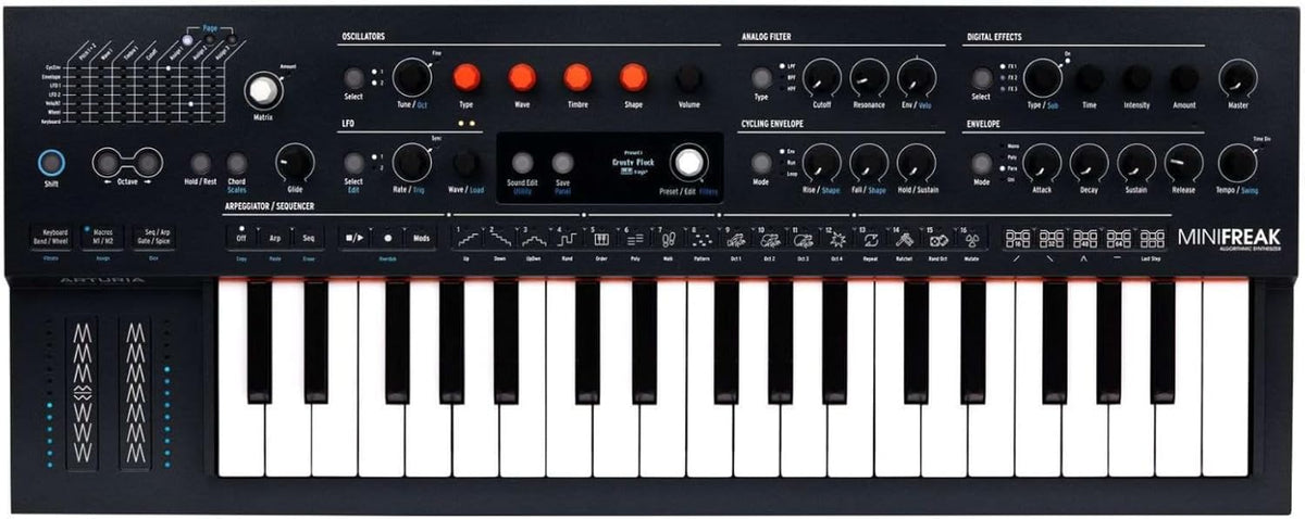 37-Key Hybrid Synthesizer Bundle with Headphones, Sustain Pedal, MIDI and 1/4" TRS Cables (7 Items) X273