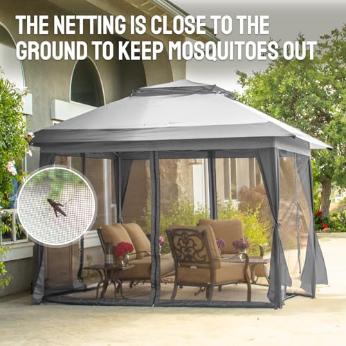 13x13 Grey Pop Up Gazebo with Wheeled Cover Bag M255305