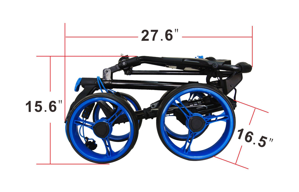 4 Wheel Folding Push Pull Golf Cart Black/Blue X517730