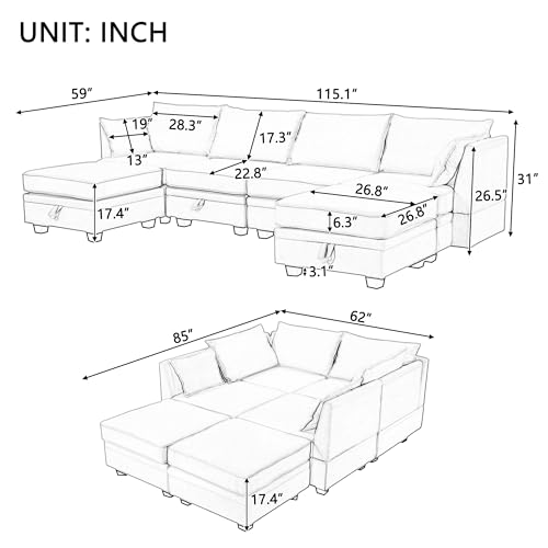 Beige Chenille 2 Piece L-Shape Modular Sectional Sofa F748