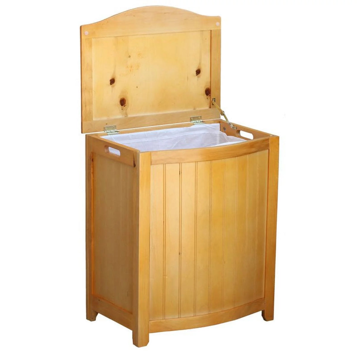 Natural Finished Wood Laundry Hamper with Interior Bag W289159
